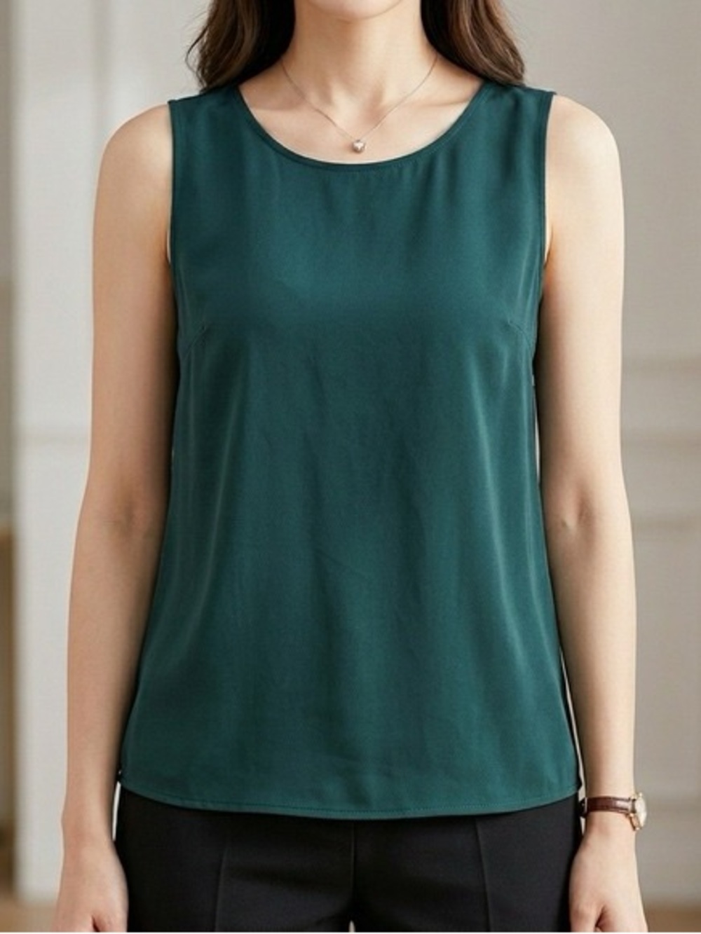 EILEEN FISHER Sleeveless Dark Teal Silk Top
Size X-Large